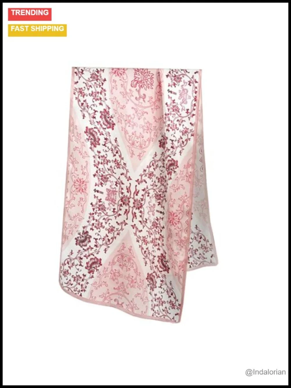 100% Mulberry Silk Floral Scarf for Women Headwrap Shawl Gift